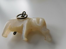 Fine Georgian antique rare elephant charm / fob in mother of pearl and wire loop