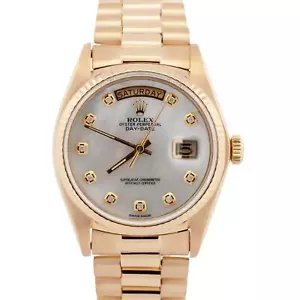 Rolex Day-Date President MOTHER OF PEARL Diamond 36mm 18K Gold Fluted 18038 - Picture 1 of 8