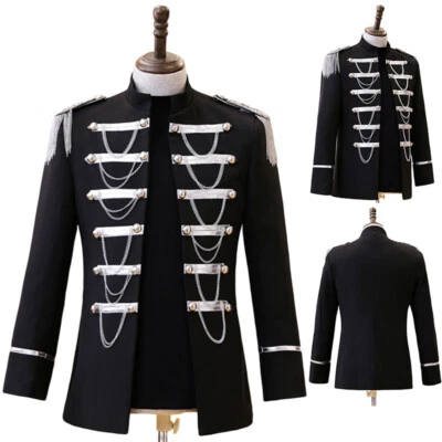 Men's Open Suit Blazer Party Dinner Coat Tuxedo Jacket Tops Military Style - Image 1 of 4