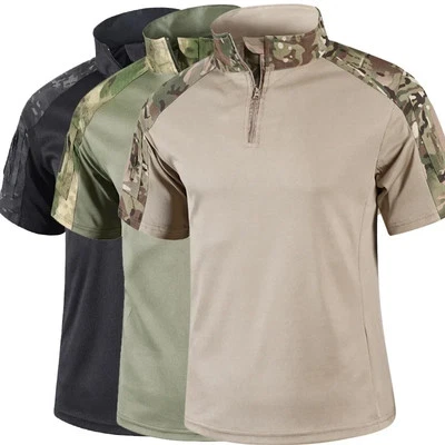 Men camouflage uniform Tactical Shirt Short Sleeve Quick Dry Combat T-Shirt Mili - Image 1 of 4