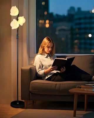 Lámpara de pie con flores negras regulable continuamente moderna de mediados de siglo lámpara de pie Fl... Foto 1 de 4