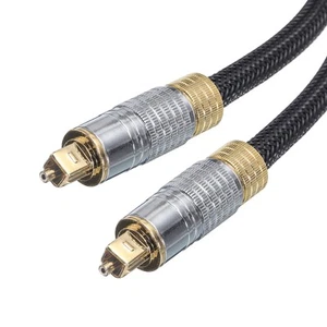 Fiber Optic Audio Cable Braided Digital Audio Optic Cable 32.8 Ft for TV Black - Afbeelding 1 van 7