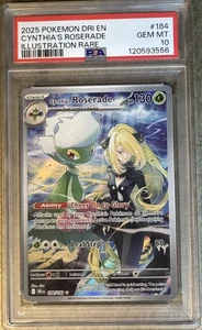 2025 POKEMON DESTINED RIVALS EN CYNTHIA'S ROSERADE ILLUSTRATION RARE #184 PSA 10 - Picture 1 of 6