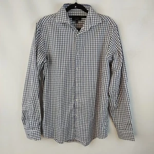 Blaq Mens Tailored Fit Dress Shirt Navy White Check Size 38 Business Casual - Bild 1 von 10