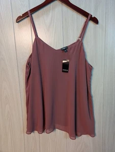 Neu mit Etikett Torrid Sophie doppellagiges Chiffon-Trägertop rosabraun - Bild 1 von 7