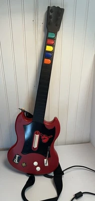 Playstation 2 Guitar Hero Wired Guitar Red Octane W/Pelican PS2 To PS3 Adapter👀 - Image 1 of 4