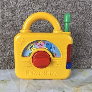 VTG 1992 Fisher Price Yellow Colorful Music Box Radio Wind Up Three 3 Blind Mice - Picture 1 of 13