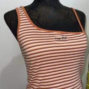 NWT Levi's Womens Striped Cotton Cropped Tank Top Size M (12) Retro 80s 90s - Picture 1 of 10