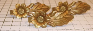 MCM Gardine Raffhalter Pressmetall Gold Blumen Blatt Design Vintage 3 Stück - Bild 1 von 5
