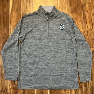 Seattle Kraken Hockey Shirt Herren Medium grau 1/4 Zip Langarm Grid Fleece NHL - Bild 1 von 20