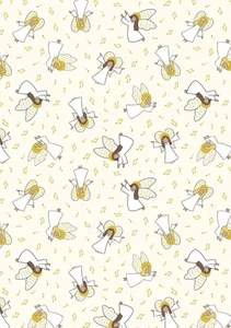 0.5 metre Angels on Cream with Gold Metallic 100% Cotton Fabric 112cm wide - Picture 1 of 2