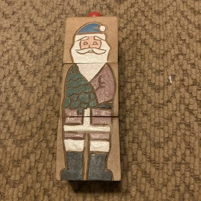 老式旋转雕刻木块拼图圣诞老人圣诞节民间艺术 — 第 1/4 张图片