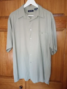 Mens Large Puritan Sage Green button up short sleeve shirt Rayon Poly blend - Picture 1 of 24