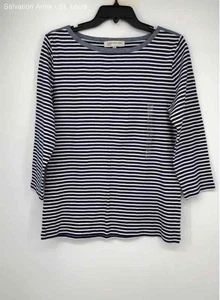 Jones New York Womens Navy Blue White Striped Pullover Blouse Top Size Large - Picture 1 of 6