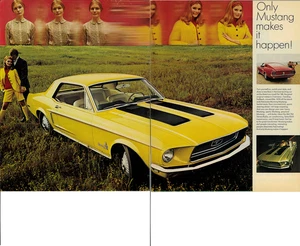 1967 MUSTANG FORD Convertible Yellow Red Car Vintage Magazine Print Advertising - Picture 1 of 1