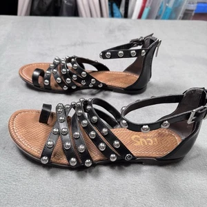 Circus By Sam Edelman Carla 9.5 Black Studded GladSandals Womens Zip Strap - Picture 1 of 12