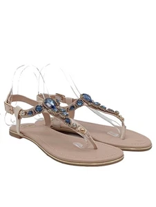 BUFFALO Sandalo infradito Donna Sandalo Taglia IT 38 bianco sporco-blu - Foto 1 di 5