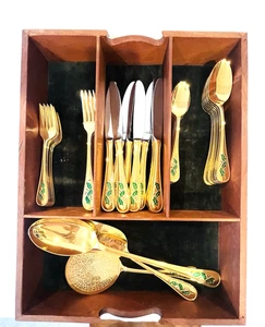 Retroneu Hollyberry vergoldet Besteck Set Japan 8-teiliges Set + Servierteile - Bild 1 von 20