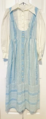 Prairie Pioneer Blue Costume Dress Size 14 Gunny Sack Cottage Core I.Magnin AC09 - Image 1 of 4