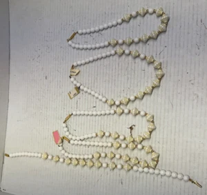 Vintage Art Deco Laurent Italy Acrylic Necklace 18" JEWELRY LOT White Yellow 5X - Picture 1 of 5