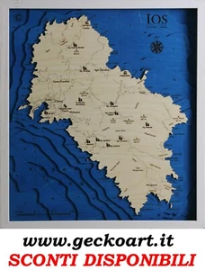 Ios Griechenland Greece Karte 3D Modernes Bild Map Chart | www.geckoart.it - Bild 1 von 30
