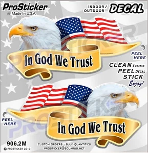 ProSticker 906M (One Pair) American Flag Eagle In God We Trust - Picture 1 of 1