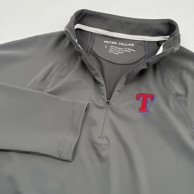 Peter Millar Perth 1/4 Zip Women’s L Gray Texas Rangers MLB Golf Pullover Raglan - Image 1 of 4