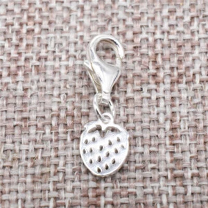 Cierre de langosta con clip de fresa de plata de ley 925 para collar de pulsera - Imagen 1 de 4