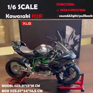 Diecast Spray 1:6 Kawasaki H2R Alloy Racing Motorcycle Model Sound and Light Boo - Picture 1 of 7