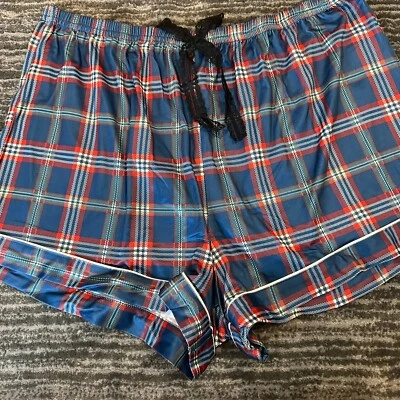 Pantalones cortos de salón para mujer XL azul rojo búfalo tartán a cuadros elásticos para dormir nuevos Foto 1 de 4