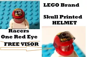 LEGO Printed Helmet SKULL Racer with FREE Tinted Visor One Red Eye RACING GEAR - Picture 1 of 1