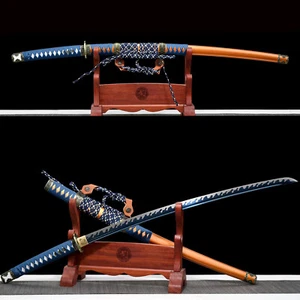 Espada Samurai Hecha a Mano Yoshikawa Japonesa Tachi Manganeso Acero Hoja Azul Afilada - Imagen 1 de 10