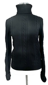 Chanel Runway Cable Cashmere Turtleneck Black Sweater 42 - Picture 1 of 15