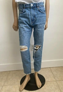 Zara Join Life Vintage 80s Distressed High Waist Mom Jeans Blue Denim Size 8 - Bild 1 von 11