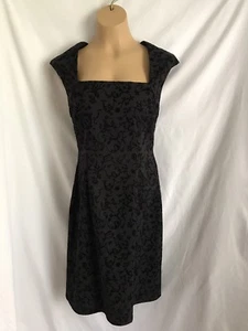 Stunning Black Flocked Harlow Dress Size10 - Picture 1 of 6