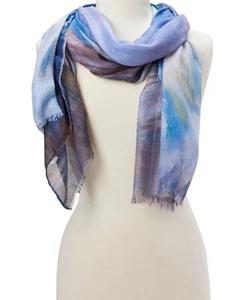 Blue Abstract Scarf for Women Viscose Summer Scarves Stylish Head Neck Wrap Gift - Picture 1 of 9