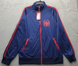 Marvel Spiderman Track Jacket Mens Large Multi Fleece Lined Windbreaker Full Zip - Picture 1 of 7