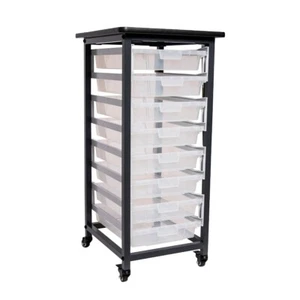 Luxor Mobile Bin Storage Unit - Single Row with Small Clear Bins - Picture 1 of 5