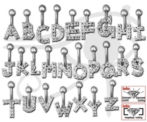 925 REAL SILVER + TITAN *** Banana Beam Belly Button Piercing Letter - Picture 1 of 2