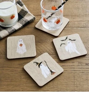 Pottery Barn~Scary Squad Halloween Coasters~Set of 4~NIP~ - Picture 1 of 2