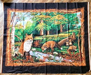 Extra Large Fox family Woods Nature PANEL WALL HANGING CRAFTS FABRIC QUILT 42x35 - Picture 1 of 3