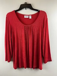 Blusa Top Chico's Travelers Rojo sobre Rojo Estampado Floral Talla 2 - Imagen 1 de 9