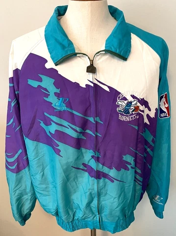 Vintage Charlotte Hornets Jacket Men's XL Color Splash Logo Athletic 90s NBA Cover