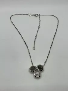 Ti Sento Milano Tri-Piedra .925 Collar 15-19" Cadena Ajustable - Imagen 1 de 5