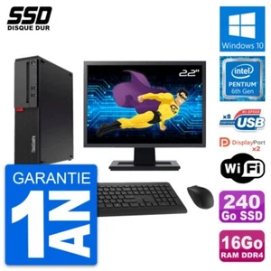 PC LENOVO M910s SFF Pantalla 22" Pentium G4400 RAM 16Go GB 240Go Windows 10 Wifi - Imagen 1 de 8