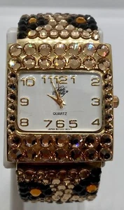 NEW KIRKS FOLLY Watch Fresh Battery Totally Iced Hinged Cuff Fits 6” Wrists NICE - Picture 1 of 8