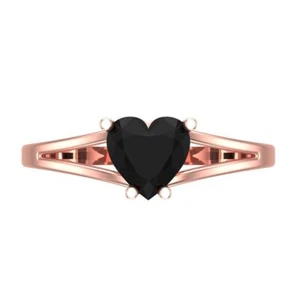 1 cttw Solitaire Natural Onyx Engagement Ring - 14K Solid Gold (Rose Gold) - Picture 1 of 11