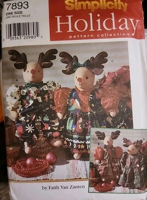Simplicity Craft Sewing Pattern REINDEER & CLOTHES 7893 Faith Van Zanten UNCUT - Image 1 of 2
