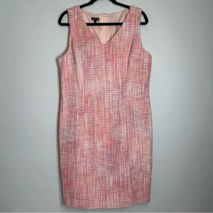 Vestido Talbots Rosa Sin Mangas Tweed Cuello en V Funda Verano Sol MIDI Talla 16 - Imagen 1 de 8