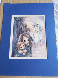 Jody Bergsma Ltd Edition Signed Love Art Print Unicorn Big Eye Girl 1489/7500 - Picture 1 of 7